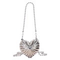 Chic silver heart-shaped metal box bag with ribbed texture and ball chain strap - Silver Ribbed Style With Metal Ball Chain