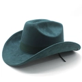 Classic forest green suede western cowboy hat with wide brim and grosgrain ribbon band - M(56-58cm) / Peacock Green (Suede)