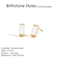 Orecchini rettangolari in acciaio inossidabile dorato con cristallo bianco da 3x7mm - Aprile Bianco (Colore Diamante/Cristallo)
