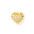 Colgante de corazón dorado con pavé de cristales y lazo de suspensión pulido brillante - Corazón martillado / Dorado Circonita Blanca