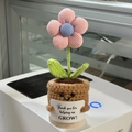 Pink crochet potted flower with Thank You card and cute facial expressions - Pink Flower