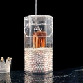 Waterproof clear acrylic makeup brush holder with lid and pearls for desk storage - Hexagon Brush Holder (Empty)