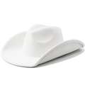 Detalle del sombrero de vaquero de fieltro blanco con textura y ala cosida - M(56-58cm) / Blanco