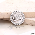 Macro view of 2.5cm silver anchor button with pearls on a textured stone base - Anchor Pearl Circle Silver