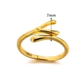 Polished gold plated teardrop ring with branch knot design and adjustable opening - Fluid Branch Style (JZ5940)