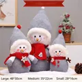 Three-piece gray plush snowman set with red hats and scarves for Christmas decor - Nordic Style (Gray Snowman Family of Three)