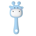 Baby silicone giraffe teether in macaron blue color for soothing gum discomfort - Deer Rattle Teether / Blue