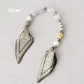32cm handmade beaded bag chain with green paisley scarf fabric and metal clasps - Sage Green Paisley Beads with Scarf