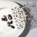 Gothic nail stickers featuring red and black fox, coffin and bat designs, model FEB-602 - Gothic Dark Style Fox (FEB-602)
