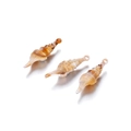 Detailed view of three acrylic conch shell pendants with brown and white stripes - Conch 5 B38