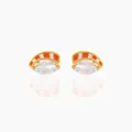 18K gold plated salmon sushi stud earrings with sparkling cubic zirconia and enamel - Sushi Design-Gold