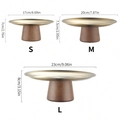Three-piece gold metal dessert stand set with wooden bases in S, M, and L sizes - 3pcs Set (S+M+L) / Gold