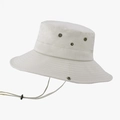 Beige wide brim sun hat with adjustable windproof chin strap and breathable eyelets - Beige