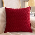 Velvet decorative sofa pillow with unique red pleated 3D texture on a beige sofa - 45x45cm With Pillow Core / Burgundy