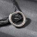 Detail of 14mm inner diameter stainless steel earring with hammered vintage texture - Hammered Silver (14mm)