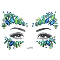 Detail of teal and green iridescent face jewels in mixed waterdrop and diamond cuts - Blue-Green Aurora Style (L0085)