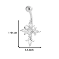 Piercing ombelico croce in acciaio argento con zirconi, dimensioni 1,94x1,53 cm - Stile Croce (0168-2#) / Argento