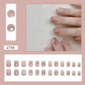 Rosa Ombre Kunstnägel Set mit Glitzer, Silberlinien und Schmetterling-Design - Z798 Blush Schmetterling (Kleber-Stil)