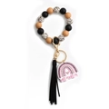 Bracciale portachiavi mama con perle in legno leopardato e perline in silicone nero - Nero (Perla di Legno Pura)