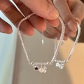 S925 sterling silver bracelet with natural pearls and star charms in a minimalist style - Star Artificial Pearl Fine Chain (SL1406)