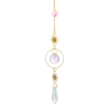 Detailed view of brass suncatcher with crystal prisms and golden sun metal ornament - Style 9