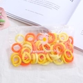 High-elastic candy color hair ties set in a transparent daisy bag on white fabric - 50Pcs/Bag / Yellow Series
