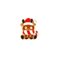 Cartoon reindeer enamel brooch with red Christmas hat and striped scarf detail - Deer with Christmas Hat and Scarf (CZ0477-2)