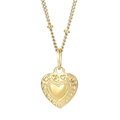 Elegant gold titanium necklace with minimalist layered heart pendant for women - Double Layer Embossed Heart Style (KN235279-Z)