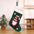 Christmas stocking in green plush with a cute gnome and snowflake patterns - 46*27 / Green