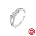 Silver S925 sterling silver ring with three large round stones and diamond accents - US 6 / S925 Silver Three-Stone Style