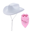 Cappello da cowboy bianco con bandana rosa a fantasia set di accessori western - Set 2 Pezzi Bordo Bianco