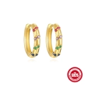 Luxury S925 sterling silver gold huggie hoops with multi-color heart crystals - 925 Silver / Gold #1