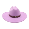 Chapeau de jazz lavande à large bord avec ruban cuir et décor d'engrenage - Large Bord Grande Décoration d'Engrenage / Violet Taro