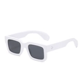 Retro thick square frame sunglasses in white with black lenses and rivet accents - White Frame Gray Lens