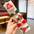 5-piece Christmas hair clip set for kids with Santa, hat, and bow on display card - Style 4 Christmas Hat 5Pcs Set