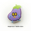 Detailed embroidery of cartoon eggplant plush pin with dimensions 6cm by 4.8cm - Eggplant