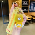 Yellow translucent resin bear keychain with a superhero hand strap and golden metal ring - Crystal Palm Bear-Yellow