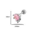 Silver heart cartilage stud earring with pink gemstone and dimensions of 0.8cm by 0.58cm - 5# Pink Zircon Heart (Silver)
