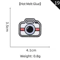 Embroidered camera patch with hot melt adhesive backing for clothing decoration - Colorful Camera