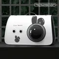 White portable pet backpack with cute rabbit print and transparent space capsule window - Large (Up to 7.5kg) / White