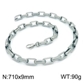 Industrial silver stainless steel rectangle link chain necklace, 710x9mm heavy chain - Steel Color Necklace 71cm (KN202962-Z)