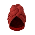 Turbante bordeaux con nodo intrecciato in morbida maglia elastica per stile etnico - Borgogna