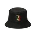 Bob réversible en coton noir avec broderie colorée One Love aux couleurs arc-en-ciel - M (56-58cm) / Noir