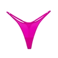 Perizoma sexy rosso rosa in seta di ghiaccio con taglio alto e dettagli dorati - S / Rosa fluorescente