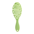 Detail of green hollow vent brush showing curved bristles and flexible ergonomic design - Green