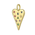 Close-up of heart pendant in 18k gold plating with colorful zircon star micro-inlay - 14 Colorful Zircon Heart