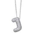 Elegant silver letter J necklace with sparkling cubic zirconia on a delicate O-chain - Letter J / Silver