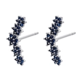 Elegant 18K gold plated flower stud earrings with vibrant blue cubic zirconia stones - Platinum Blue Zirconia