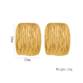 Detail of gold rectangular earrings with wave texture, measuring 29mm by 23mm - Gold (1166)