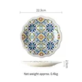 Blue and yellow Mediterranean ceramic steak plate with 22.3cm diameter and scalloped edge - Blue Aegean (8.8 Inch)